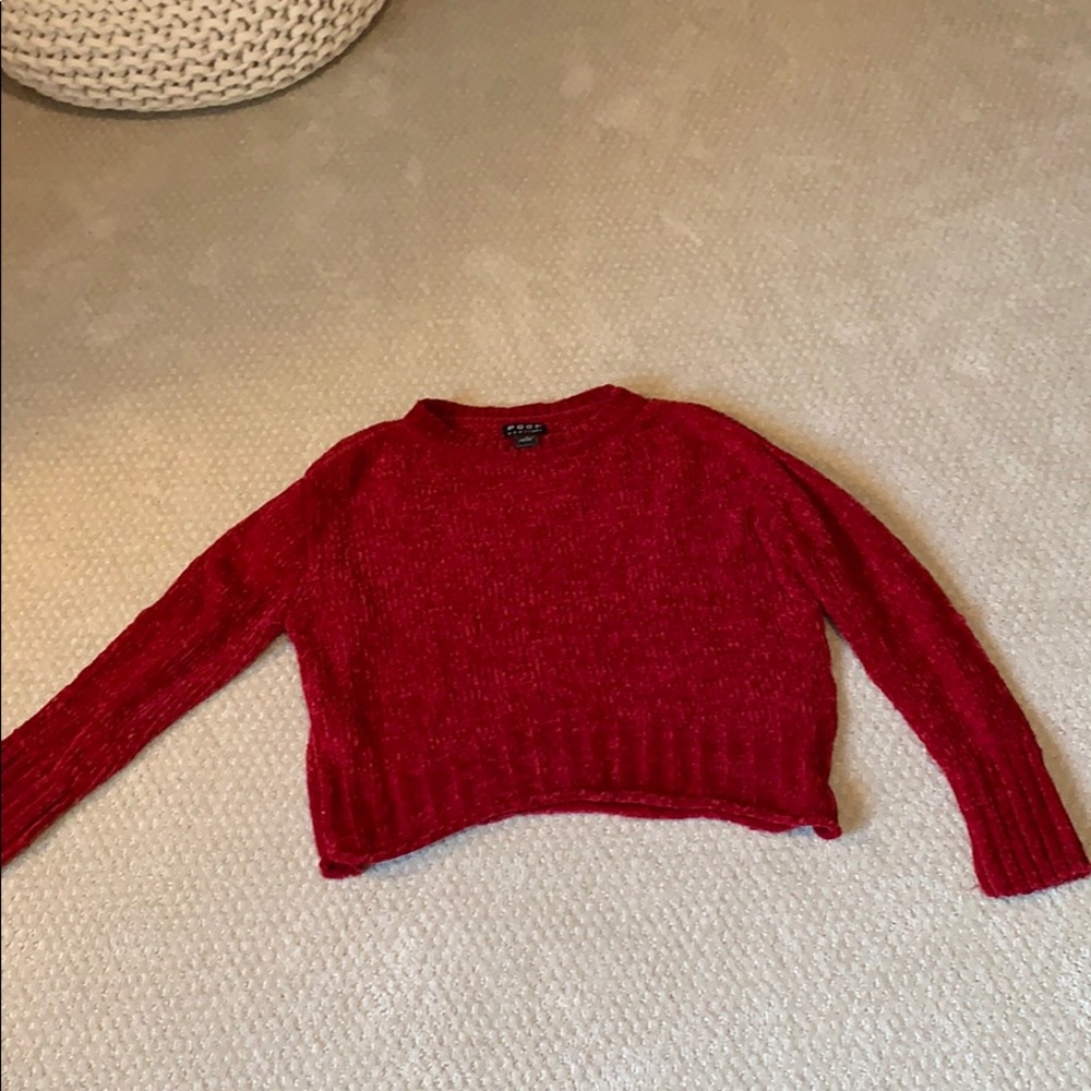 Dark red channel fuzzy and soft sweater
